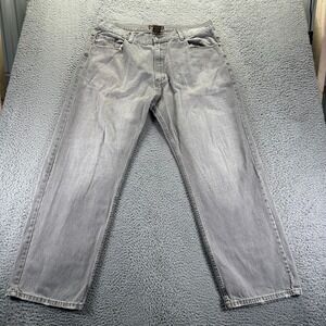 Vibes Jeans Men's 42x32 Gray Denim Cotton Straight Leg Light Wash Faded Workwear